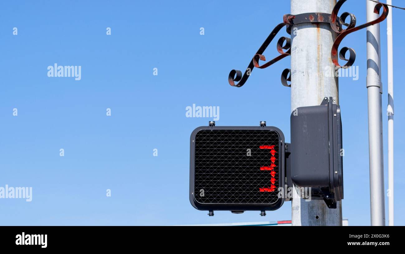 Crosswalk-Schild mit der Nummer 3 Stockfoto
