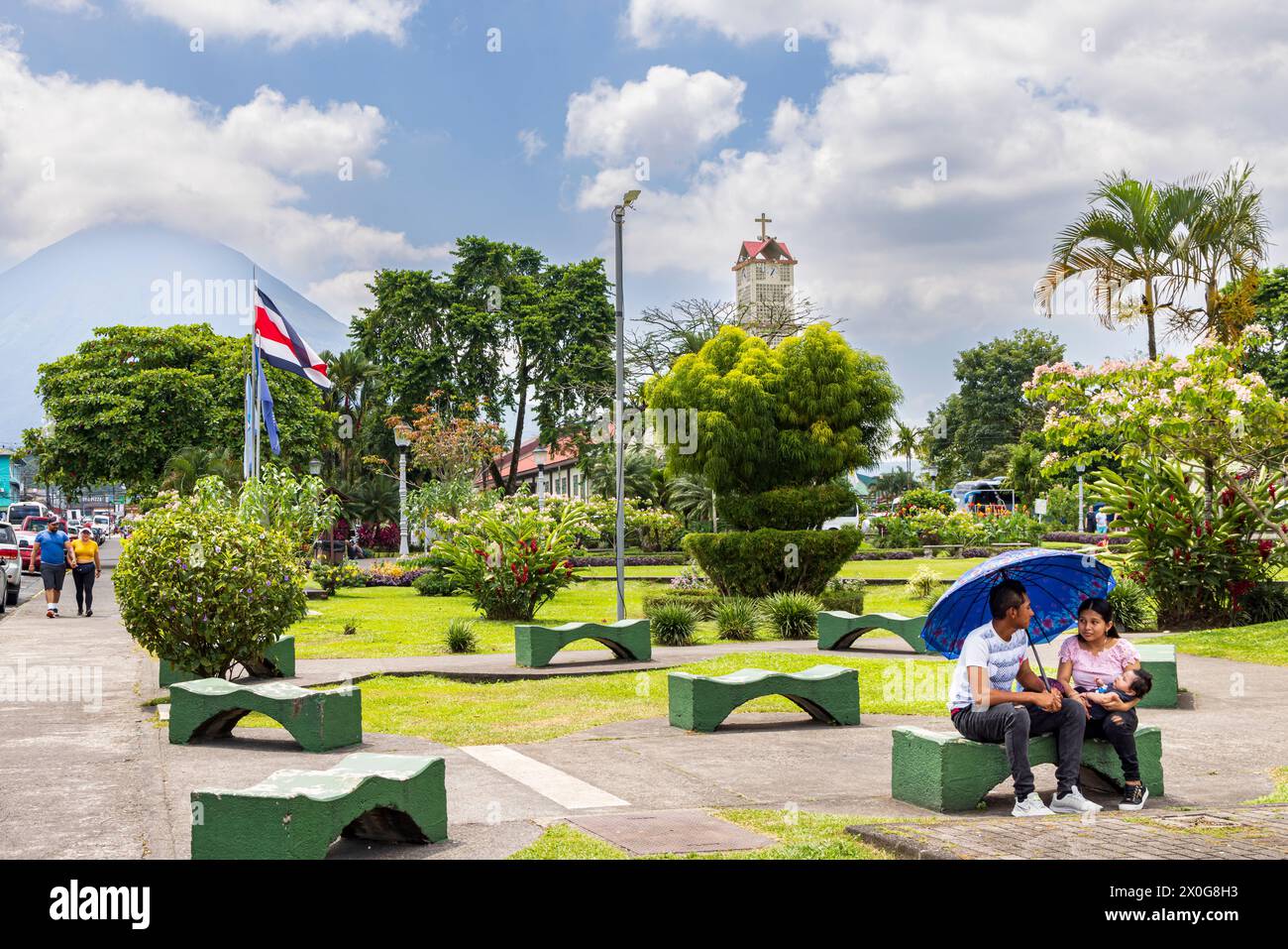 Tilaran, Costa Rica - 9. März 2024: Familienurlaub im Park La Fortuna in der Region Alajuela in Costa Rica, Mittelamerika Stockfoto