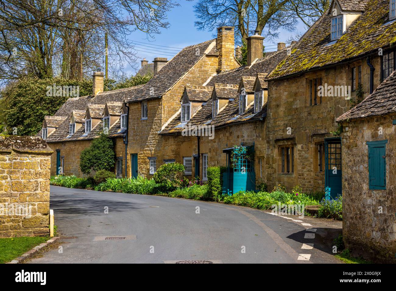 Cotswold Stone Cottages im Dorf Snowshill, Gloucestershire, England Stockfoto
