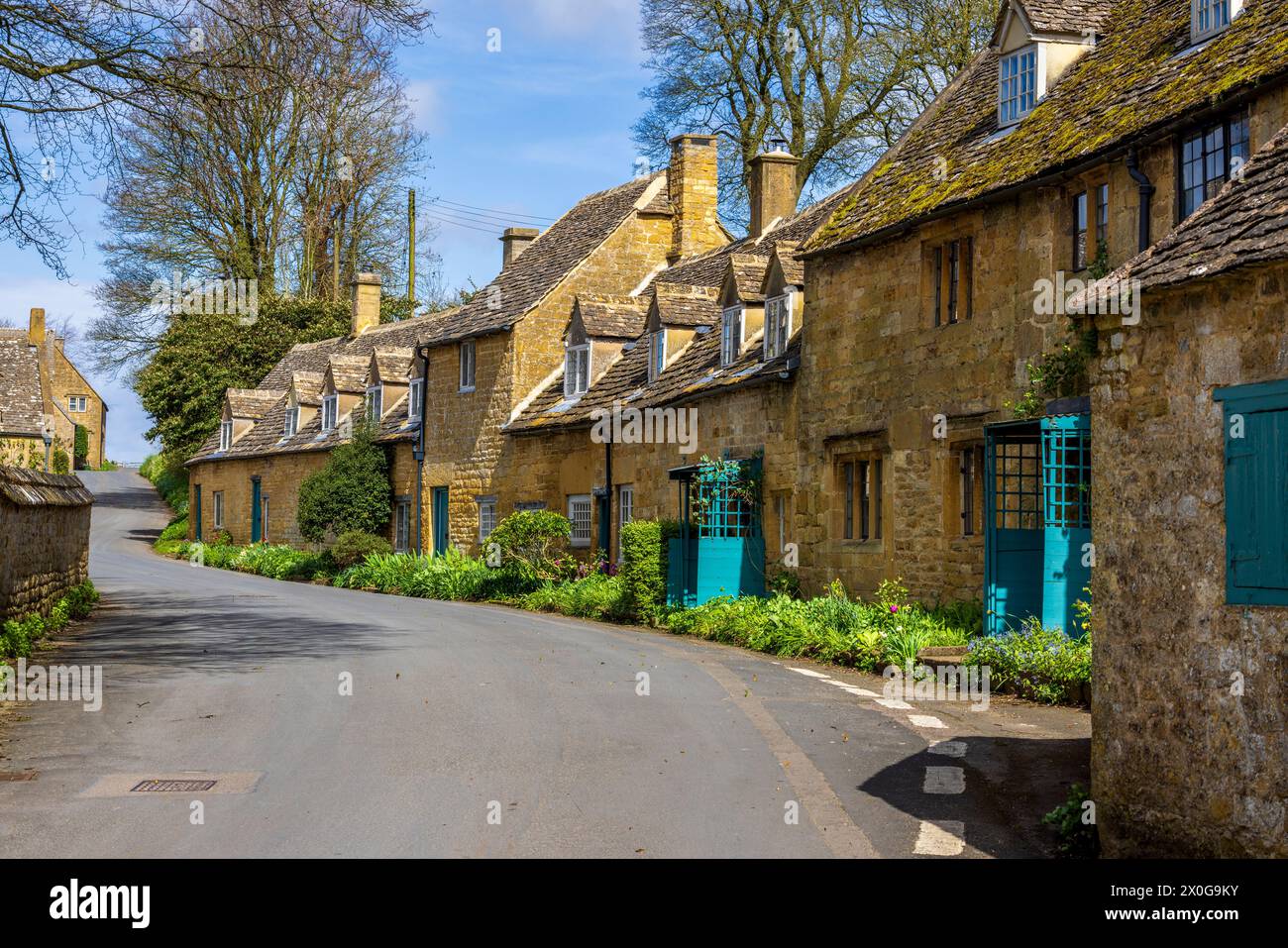 Cotswold Stone Cottages im Dorf Snowshill, Gloucestershire, England Stockfoto