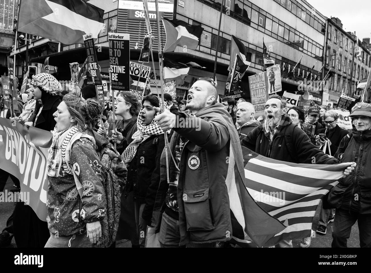 Pro-palästinensische Demonstration Glasgow 6. April 2024 Stockfoto