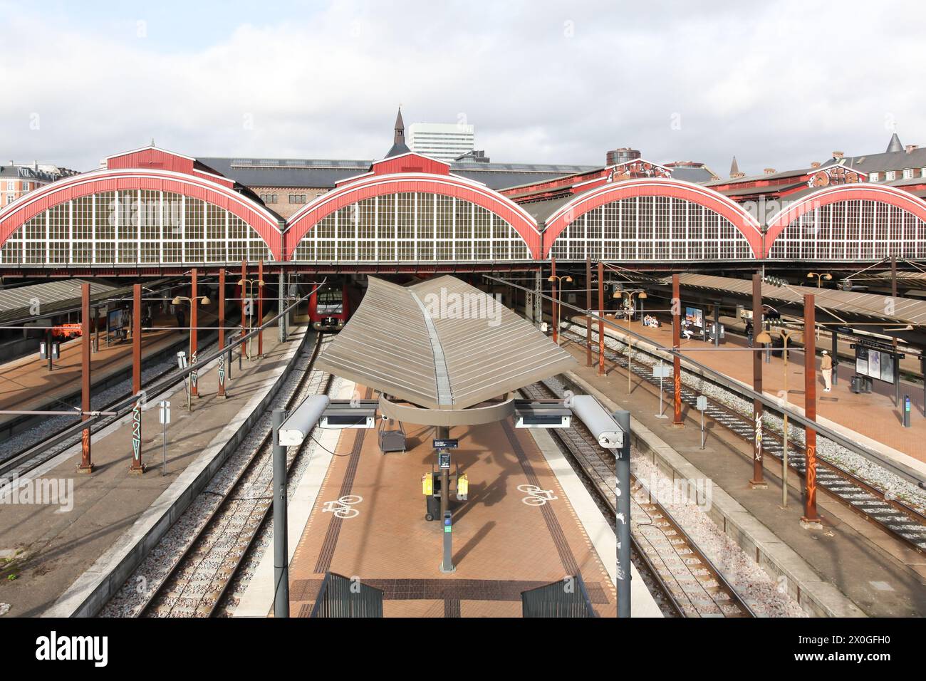 Kopenhagen, Dänemark - 21. Oktober 2018: Kopenhagen Hauptbahnhof in Dänemark. Der Kopenhagener Hauptbahnhof ist der Hauptbahnhof in Kopenhagen Stockfoto