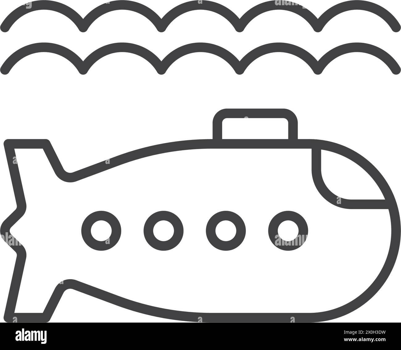 U-Boot-Ikone im flachen Stil. Bathyscaphe-Vektorillustration auf isoliertem Hintergrund. Verkehrsschild Geschäftskonzept. Stock Vektor