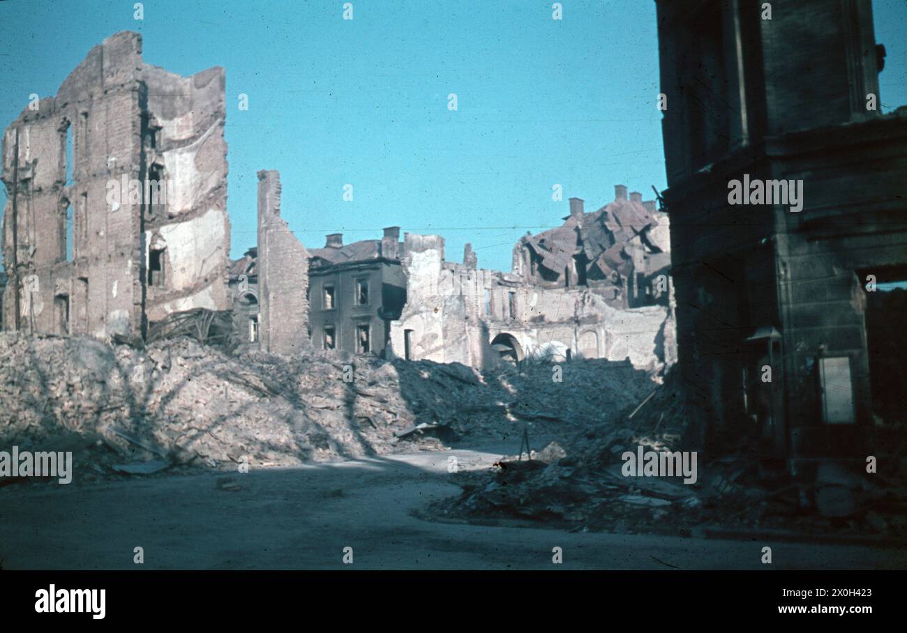 Durch den zweiten Weltkrieg zerstörte Gebäude in München (undatierte Aufzeichnung). [Automatisierte Übersetzung] Stockfoto