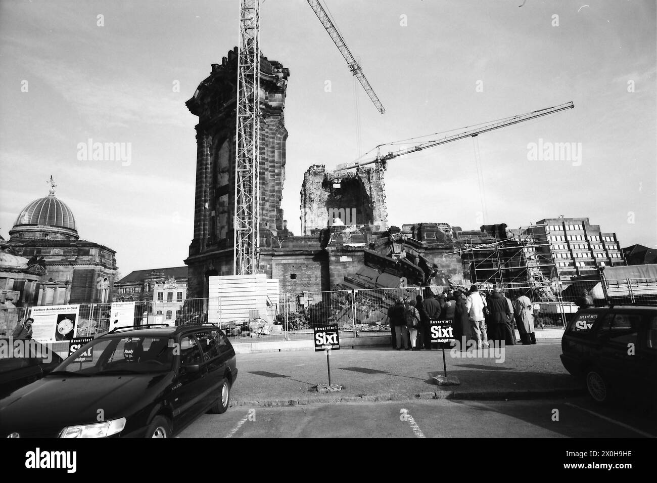 Das Bild zeigt eine frühe Phase der Restaurierung der Frauenkirche Stockfoto