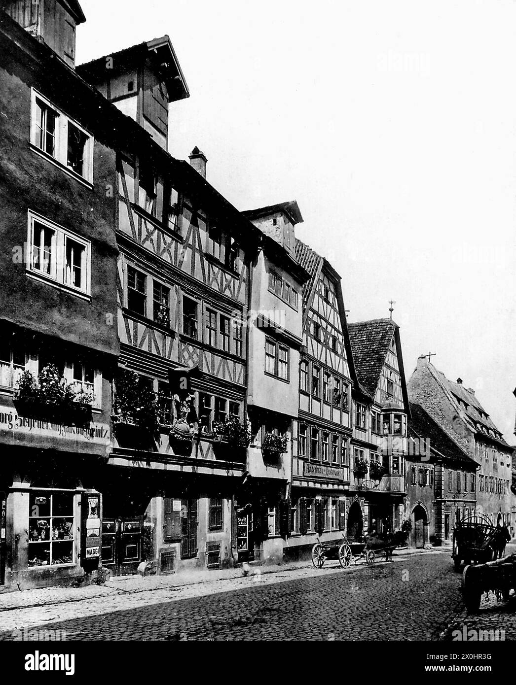 Fachwerkhäuser - Brückenstraße - Pferdekutsche [automatisierte Übersetzung] Stockfoto