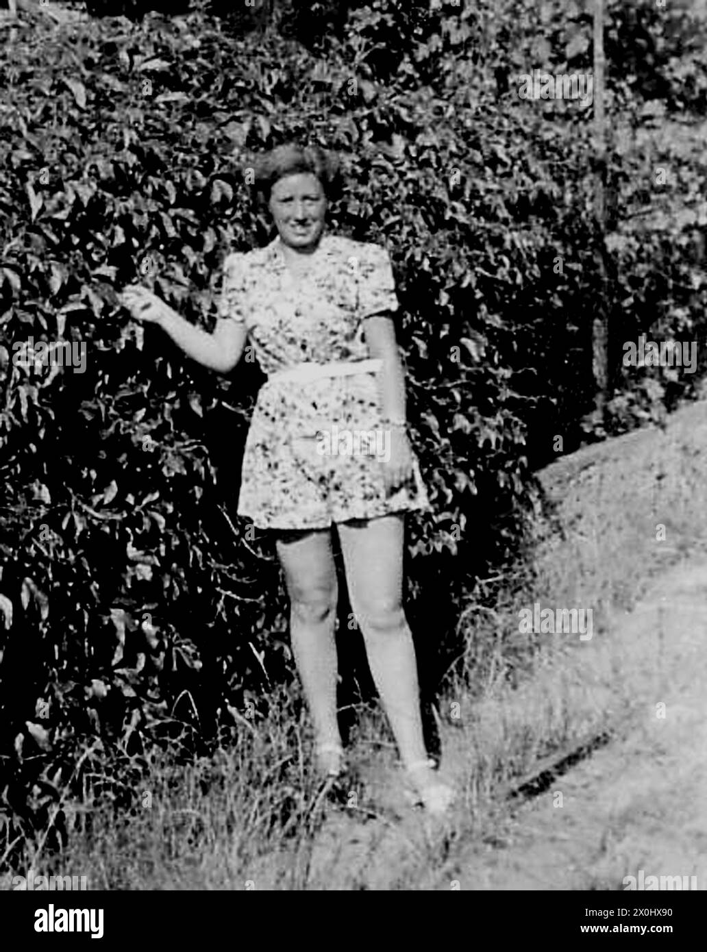 Maria im Garten [automatisierte Übersetzung] Stockfoto