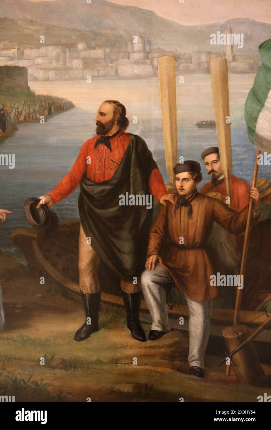 Expedition der Tausenden. Einschiffung von Garibaldi in Quarto (5.-6. Mai 1860). Öl von V. Azzola. 19. Jahrhundert. Stockfoto