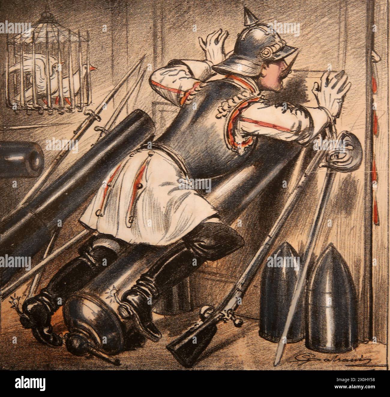 Deutschland. Zweites Reich. Deutscher Militarismus. Lithogrey von Dalsani. 1906. Stockfoto