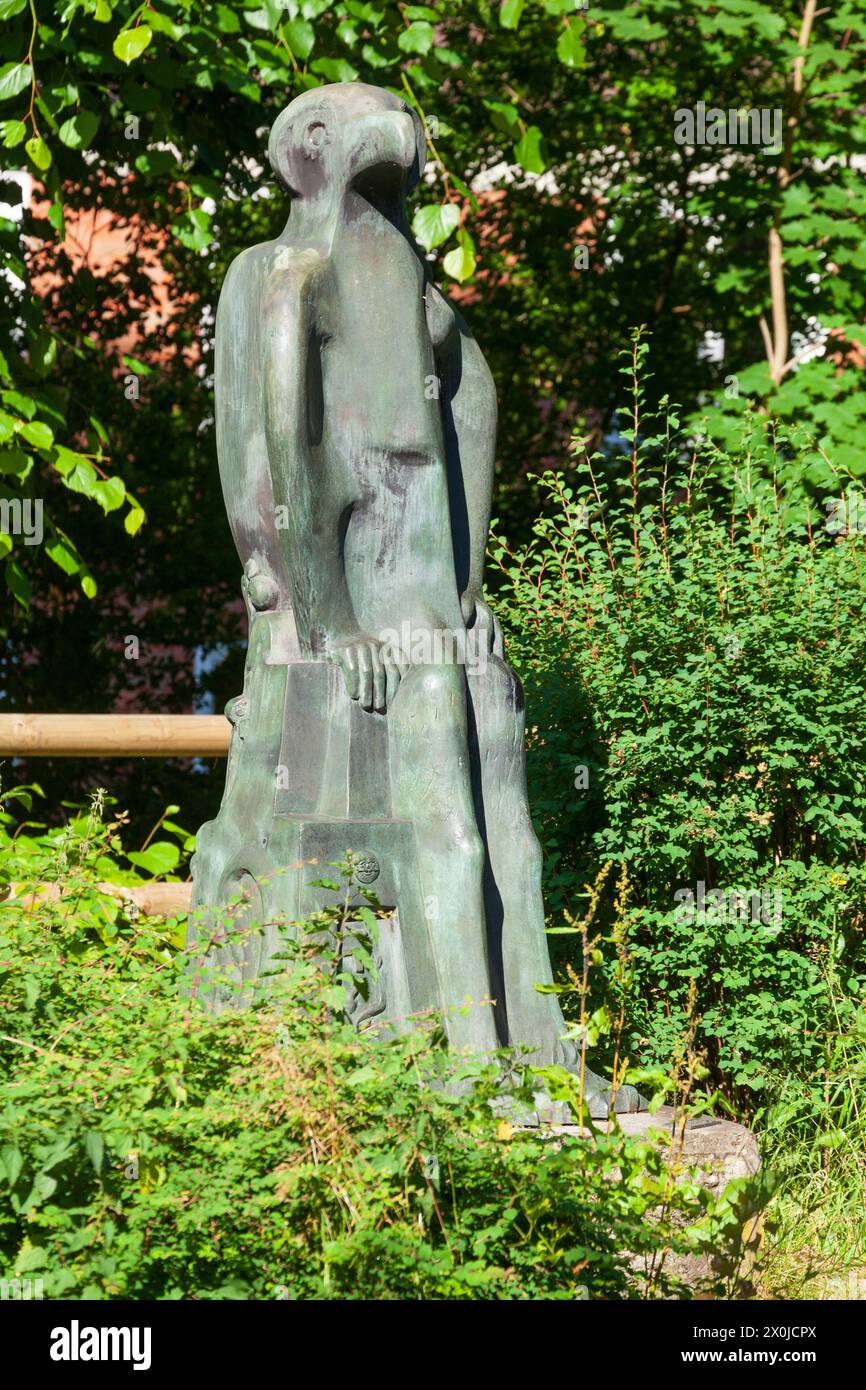 Skulptur „der Adlermann“, Rotenburg an der Wümme, Niedersachsen, Deutschland, Europa Stockfoto