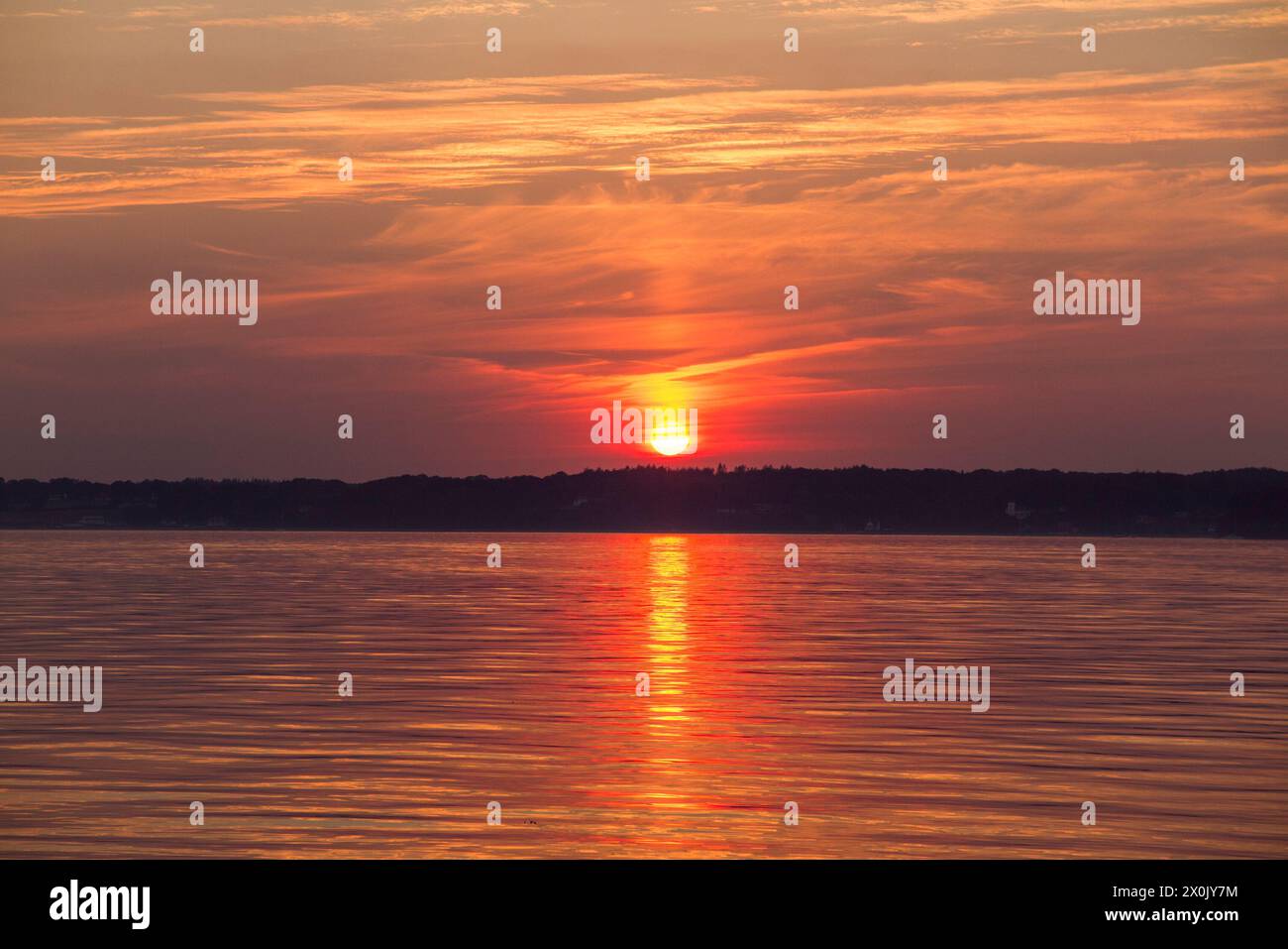Glücksburg, Sandwig, Strand und Ostsee bei Sonnenuntergang Stockfoto