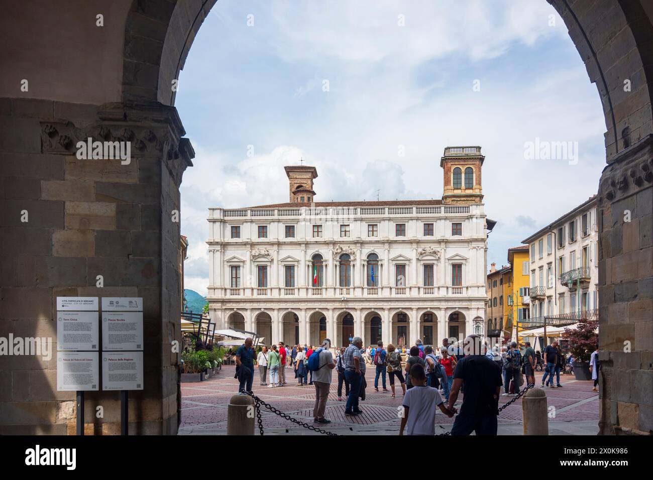 Bergamo, Palazzo Nuovo (Biblioteca Civica Angelo Mai, Bibliothek Angelo Maj) in Bergamo, Lombardia / Lombardei, Italien Stockfoto