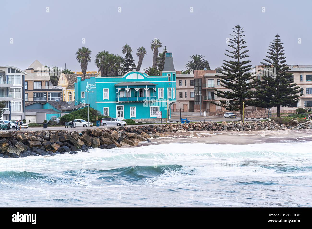 Häuser aus der deutschen Kolonialzeit in Swakobmund, Namibia Stockfoto