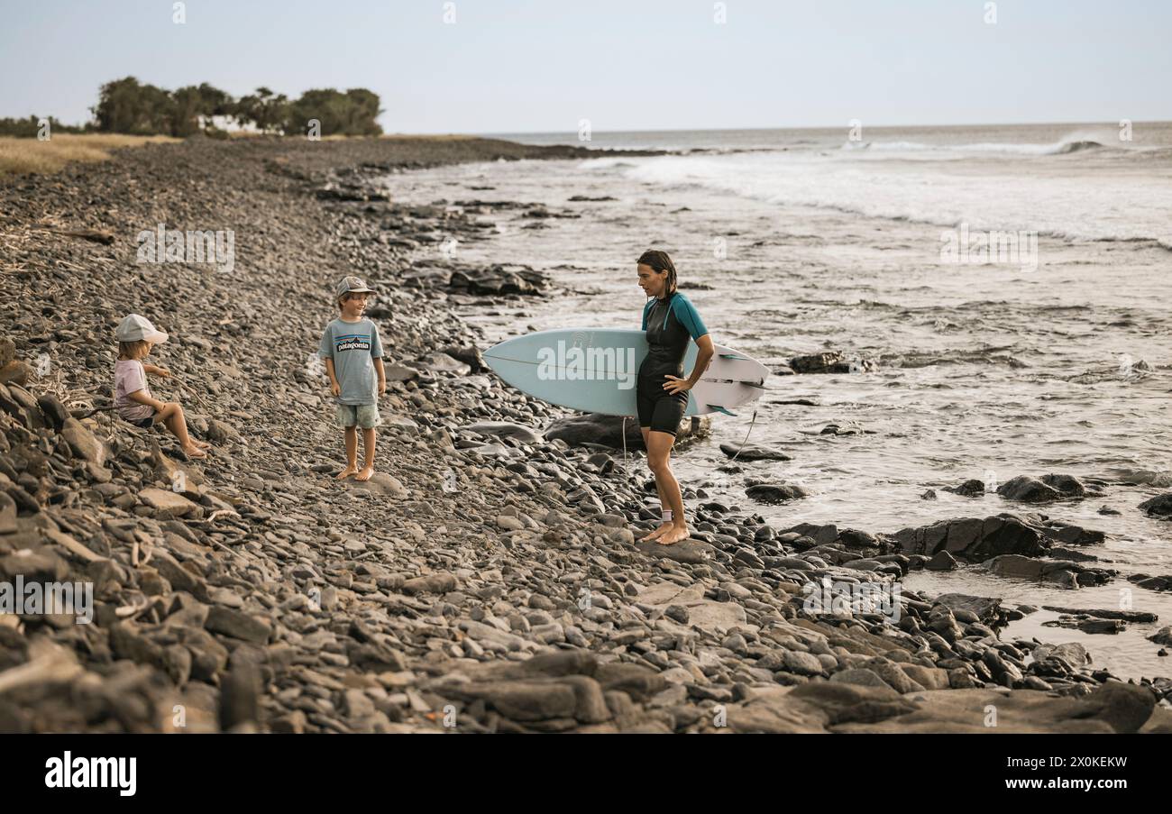 Familienurlaub von 6 Monaten in Westafrika, Kap Verde, Santiago Island in Tarrafal Stockfoto