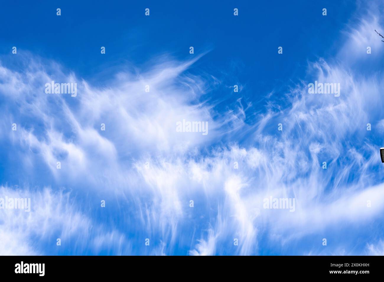 Cirrus Wolken, Eiswolken in großer Höhe, auch bekannt als Federwolken, Stockfoto