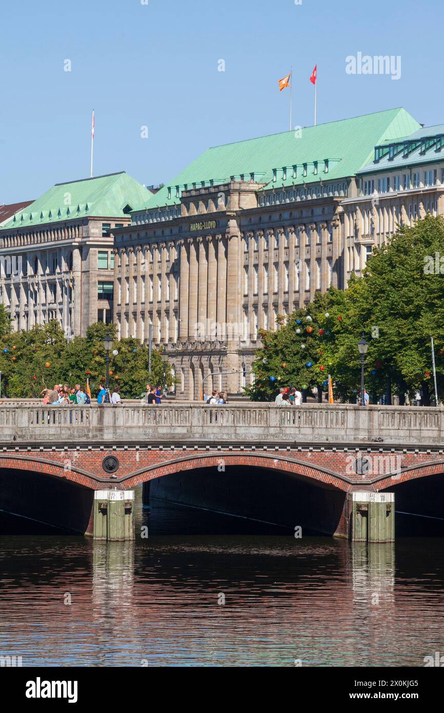 Ballindamm mit Reesendammbrücke und kleiner Alster, Hamburg, Deutschland, Europa Stockfoto