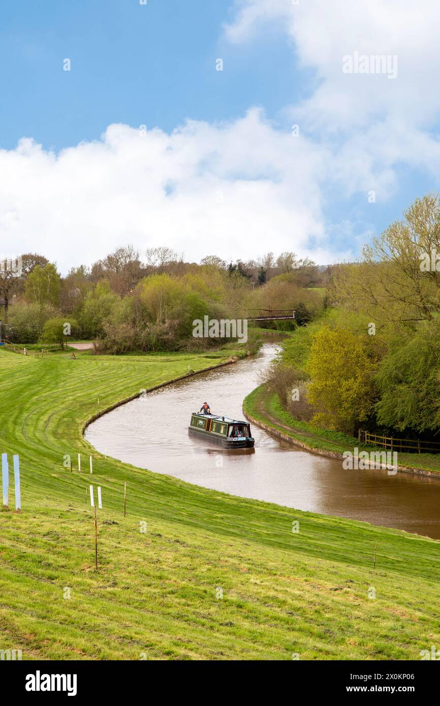 Canal Narrowboats bei Hurleston Cheshire am Shropshire union Kanal nahe der Kreuzung mit dem Llangollen Kanal Stockfoto