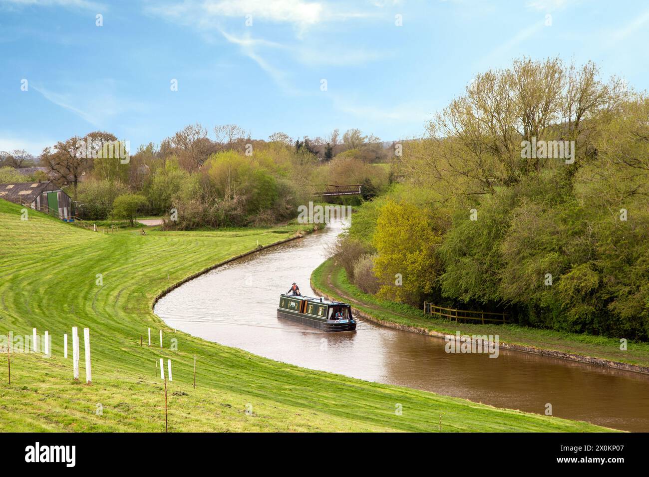 Canal Narrowboats bei Hurleston Cheshire am Shropshire union Kanal nahe der Kreuzung mit dem Llangollen Kanal Stockfoto