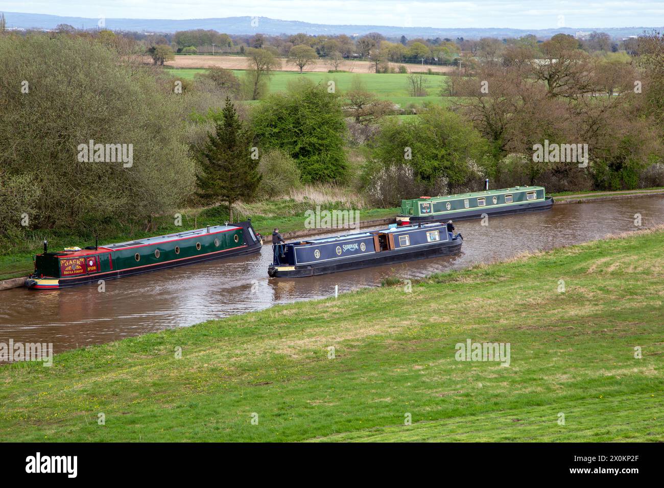 Canal Narrowboats bei Hurleston Cheshire am Shropshire union Kanal nahe der Kreuzung mit dem Llangollen Kanal Stockfoto