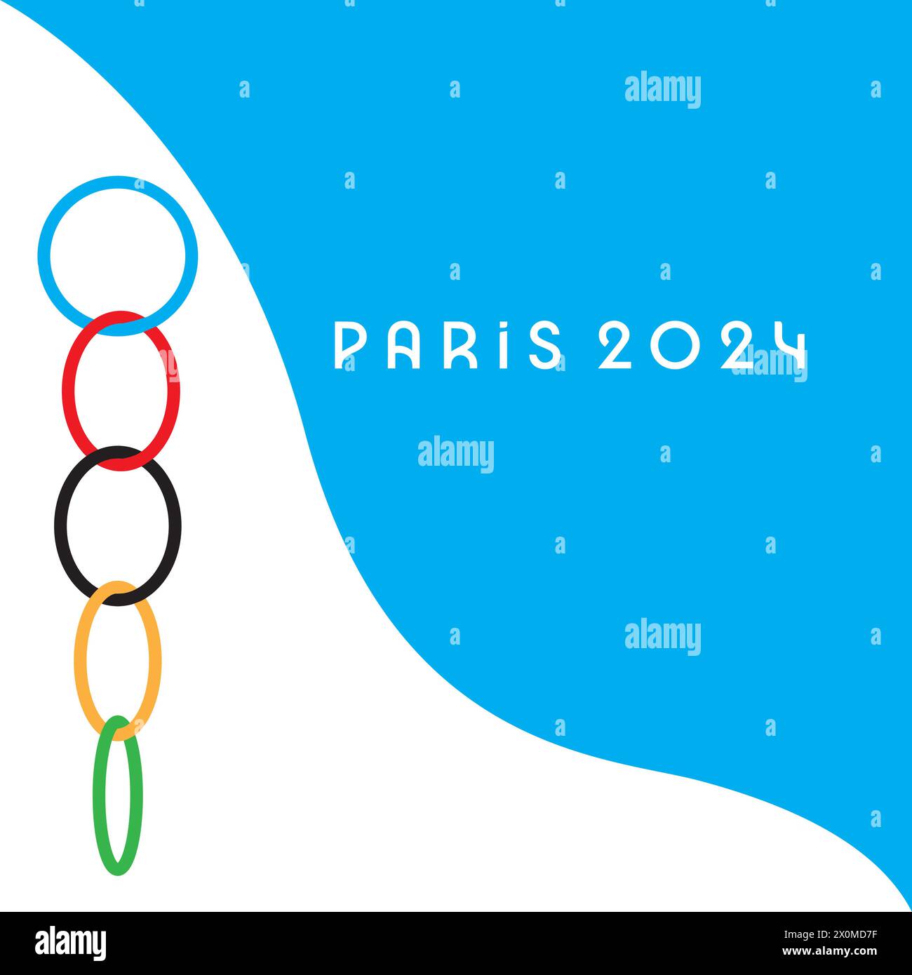 olympische spiele 2024 in Paris farbenfrohe Ringe Stock Vektor