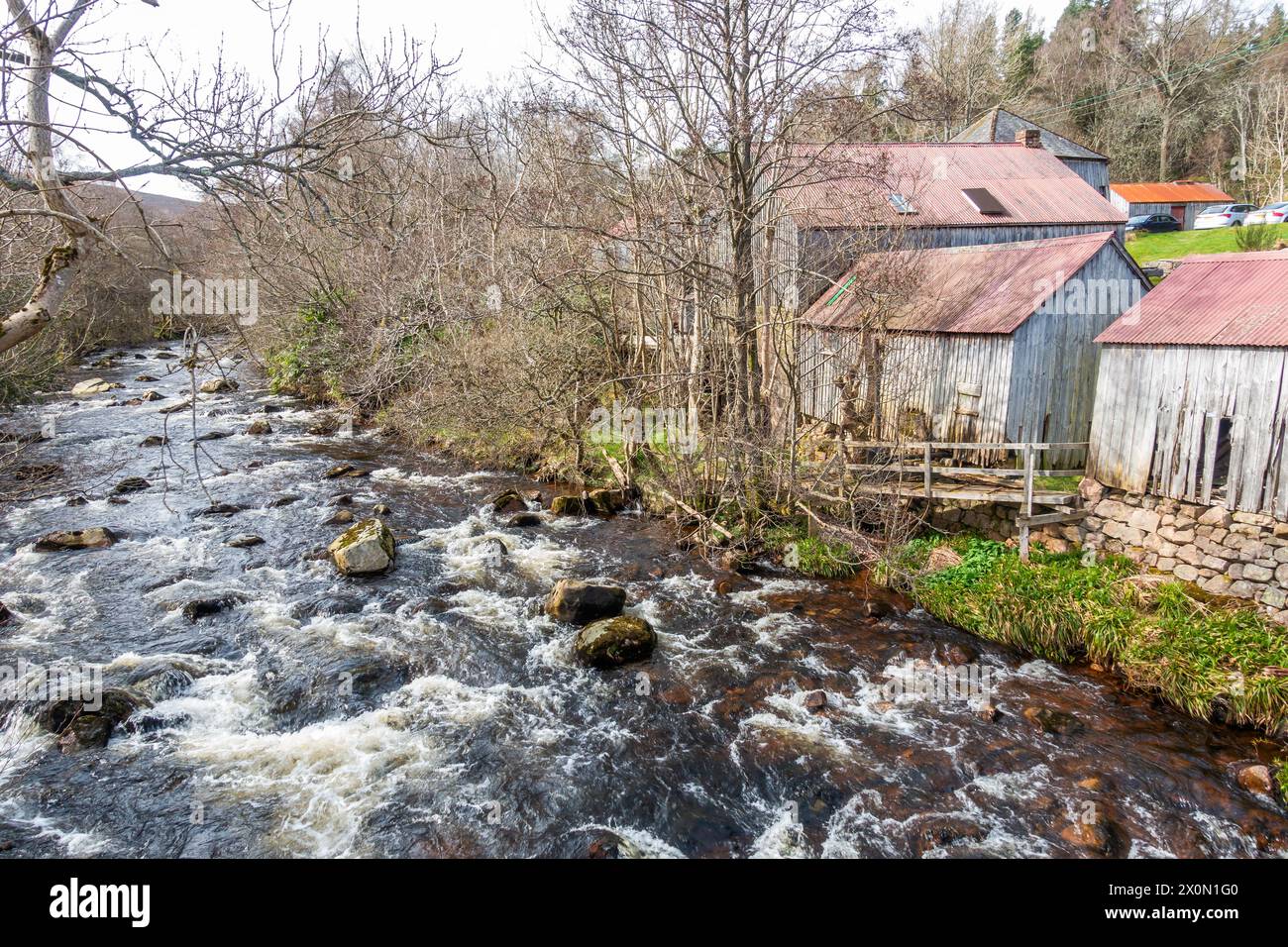 Das historische Sägewerk in Finzean, Aberdeenshire, Schottland Stockfoto