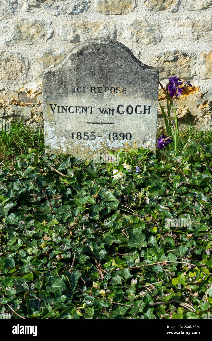 Auvers-sur-Oise. Grab von Vincent Van Gogh auf dem Friedhof. Departement Val-d'Oise. Ile-de-France. Frankreich. Europa Stockfoto