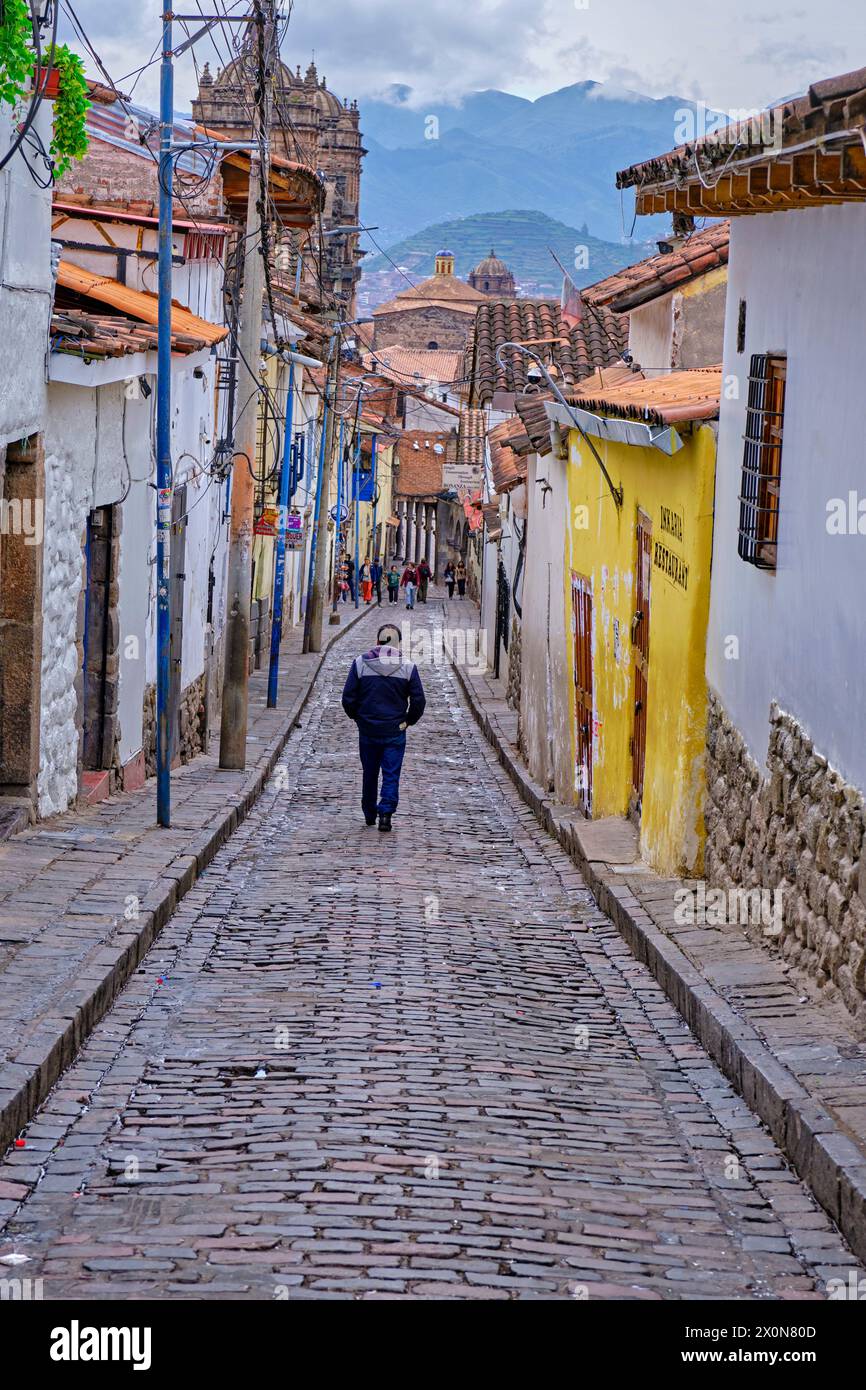 Peru, Provinz Cuzco, Cuzco, gelistet als UNESCO-Weltkulturerbe, Gasse der Altstadt Stockfoto