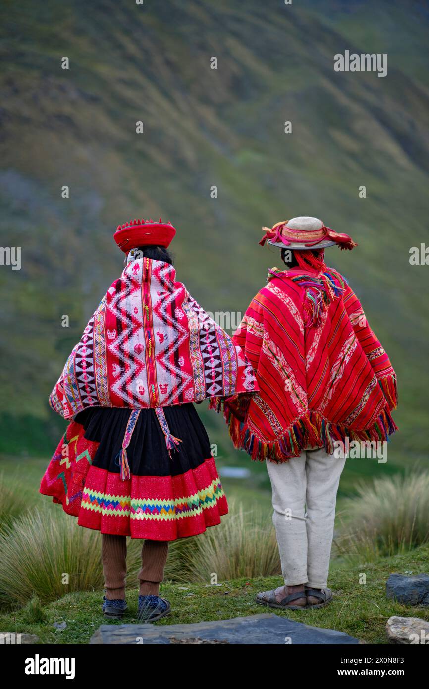 Peru, Provinz Cuzco, das Heilige Tal der Inkas, Andengemeinden, Quechua-Bauern Stockfoto