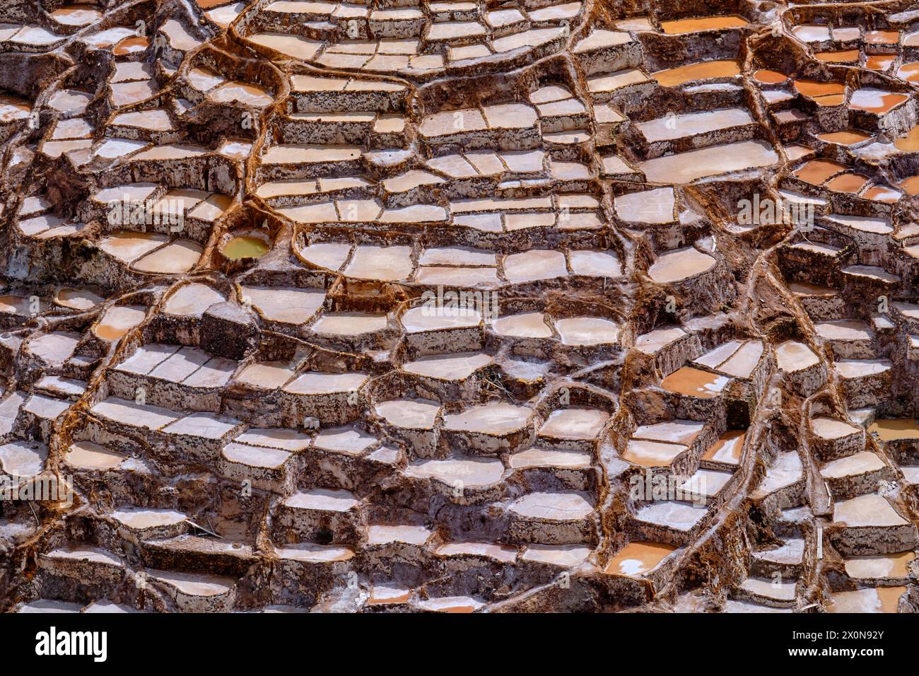 Peru, Provinz Cuzco, das heilige Tal der Inkas, die Salinen von Maras bei Urubamba Stockfoto