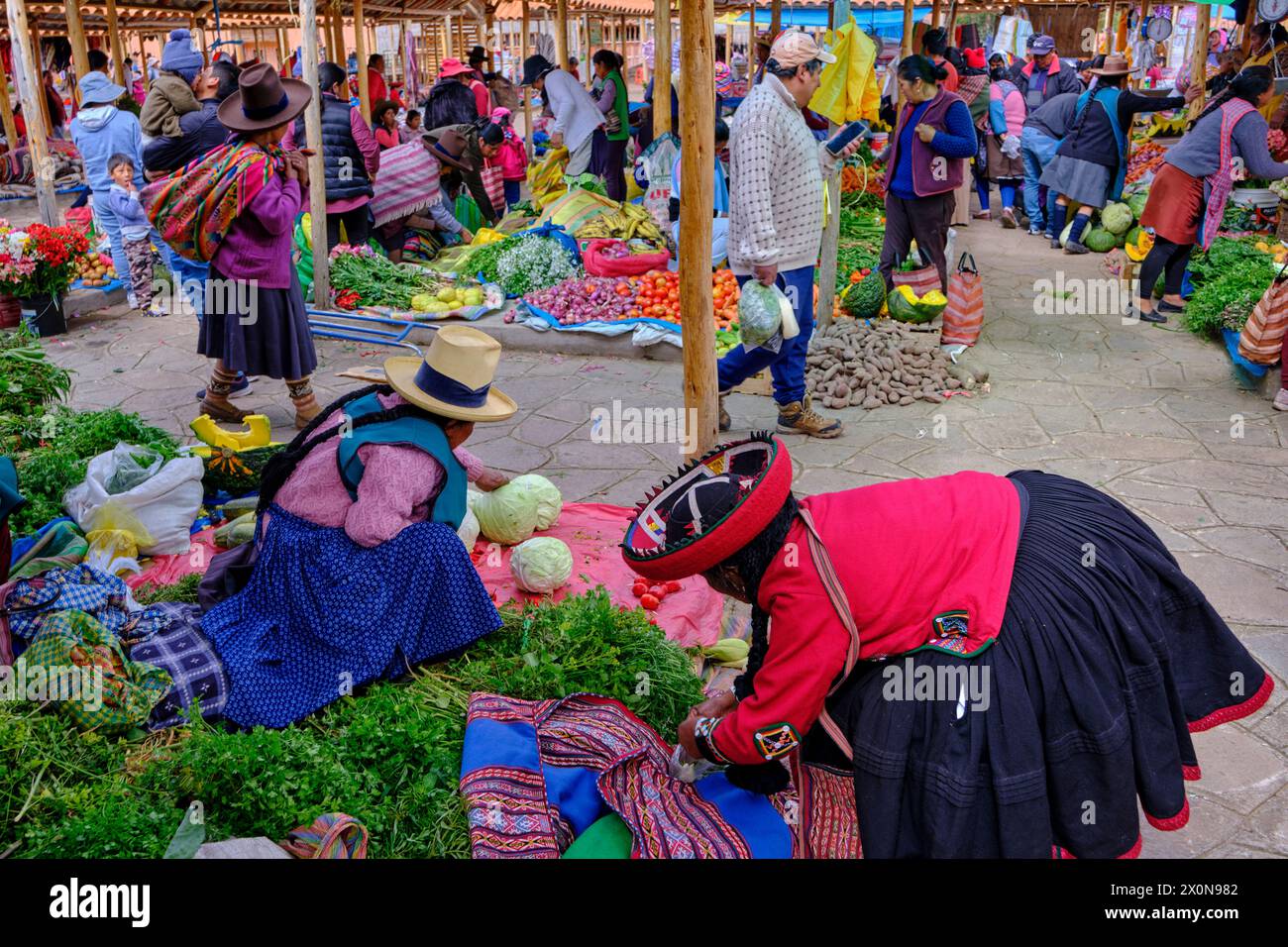 Peru, Provinz Cuzco, das Heilige Tal der Inkas, Chinchero, der Markt Stockfoto