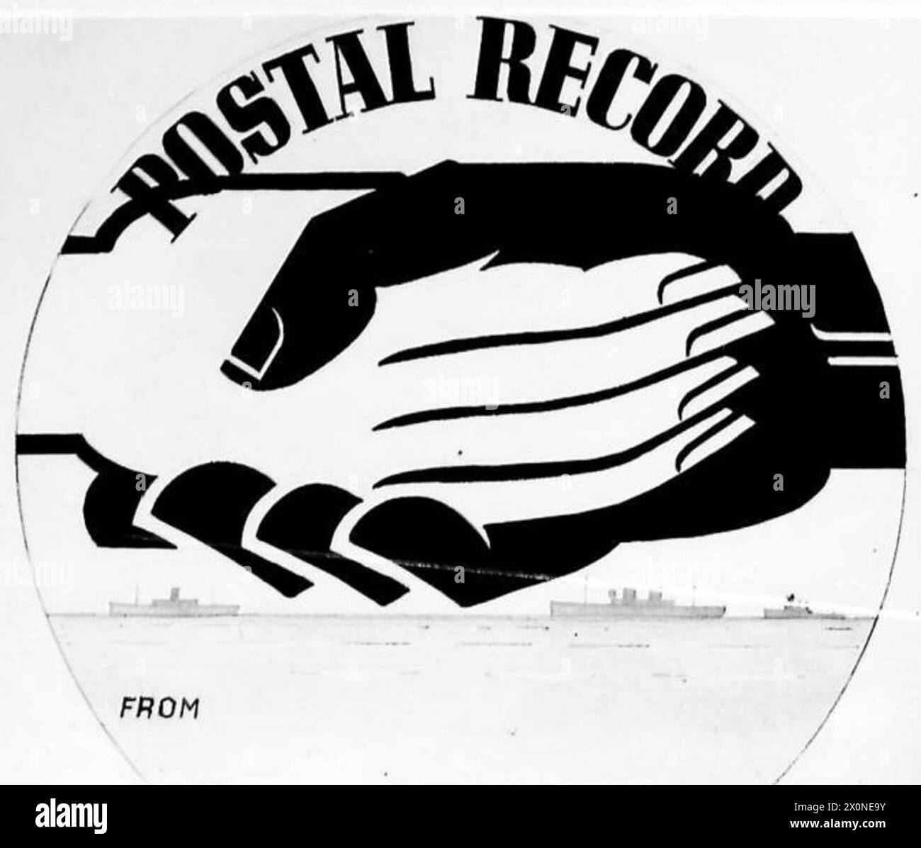 Ein neues Label-Design mit dem Titel „Postal Record“ wurde von der P.R.2-Kunstabteilung für die britische Armee erstellt. Stockfoto