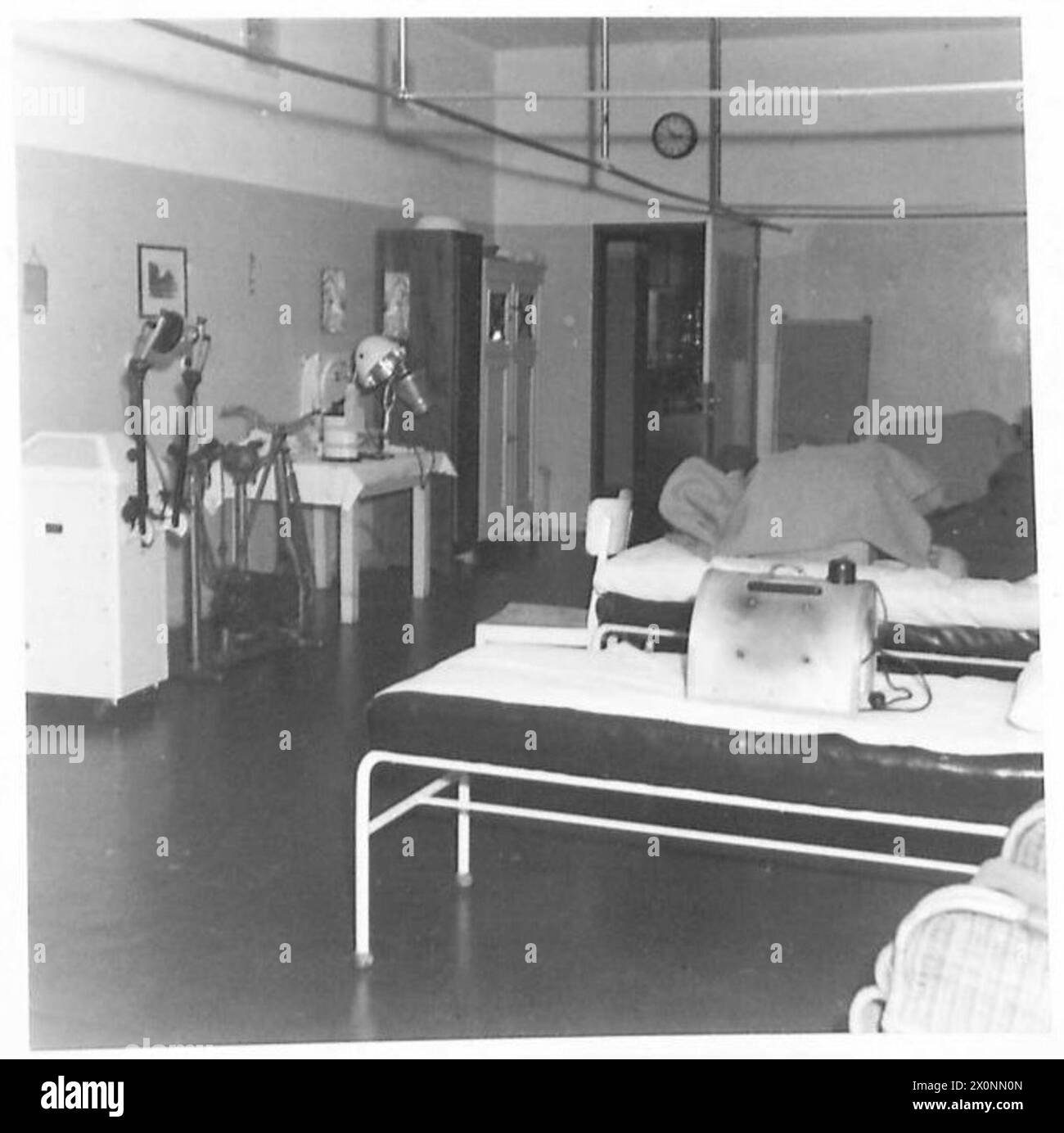 Blick auf die Psychotherapiestation in einer Wehrmachtskaserne und einem Krankenhaus in Deutschland unter Beobachtung der britischen Rheinarmee. Stockfoto