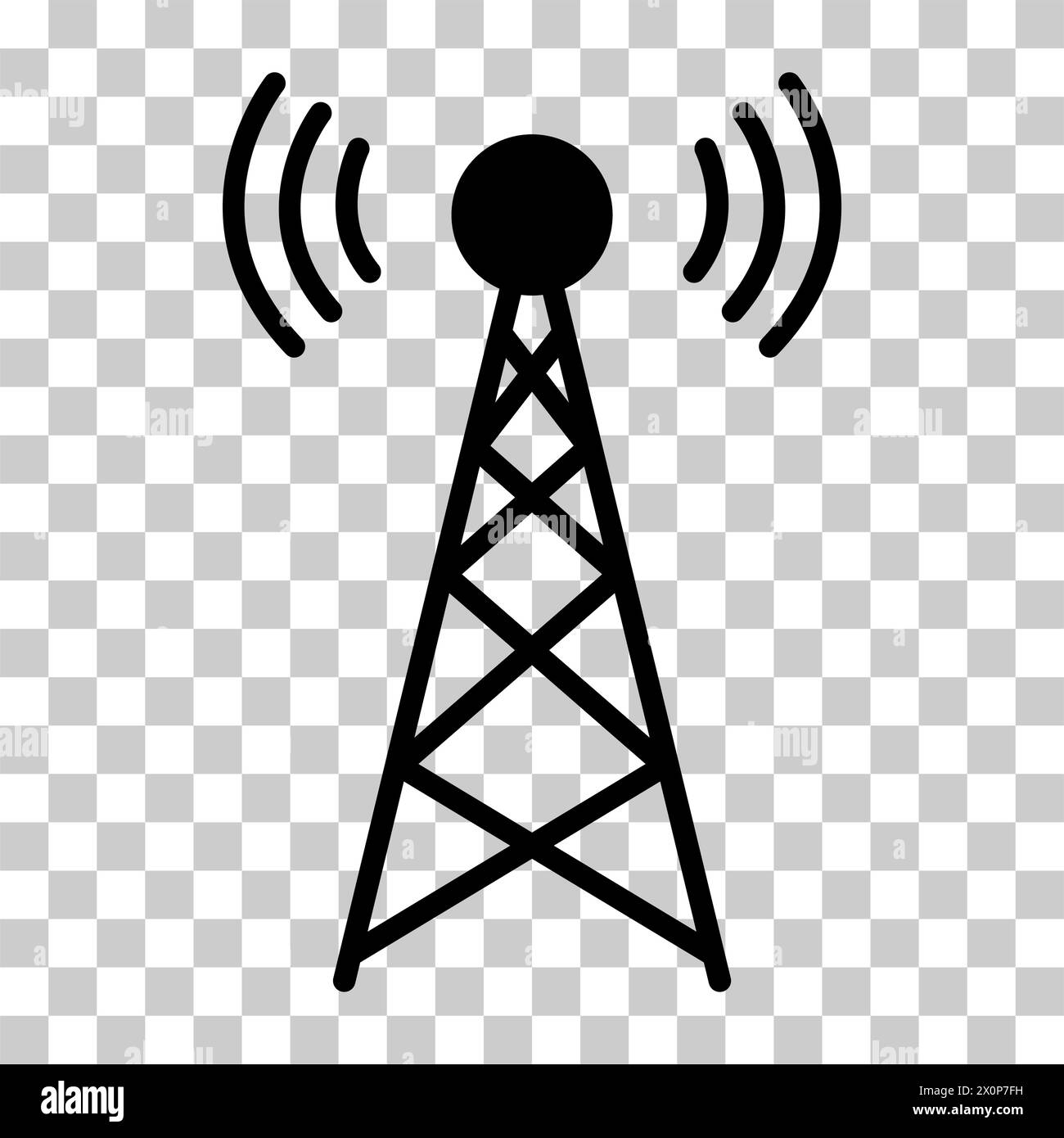 Signalturm-Symbol, Wireless-Technologie-Netzwerkschild, Vektordarstellung des Antennenwellenfunks. Stock Vektor