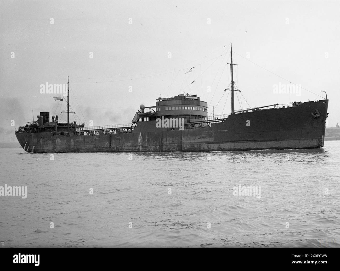 Der norwegische Tanker Thorhild legte am 22. April 1942 in Liverpool an. Stockfoto