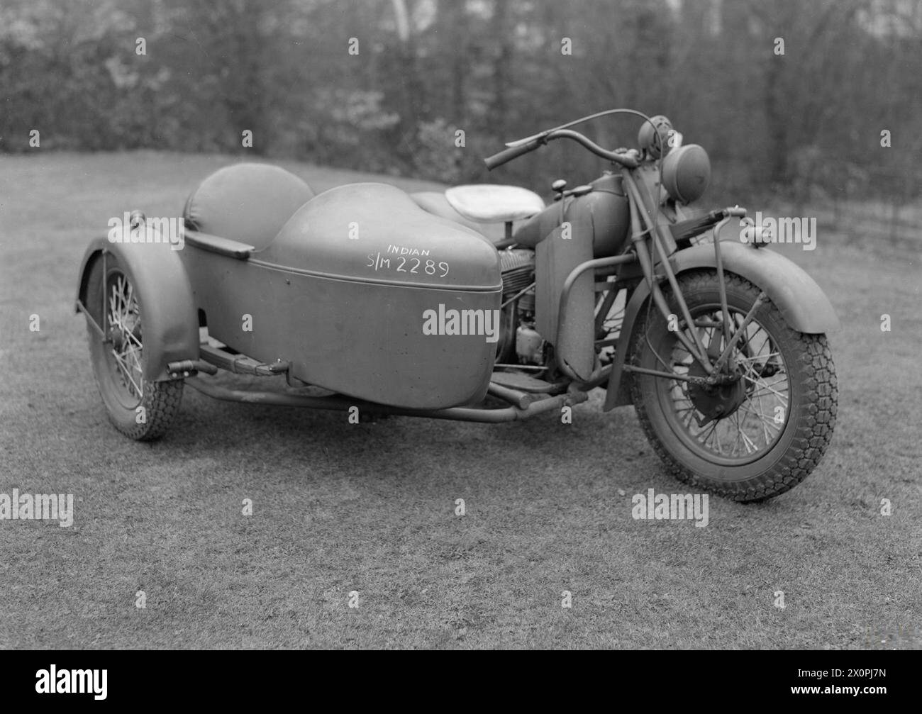 Das indische 500cc SV 340 Motorrad mit Beiwagen wurde von der britischen Armee während des Zweiten Weltkriegs für Transport und Aufklärung eingesetzt. Stockfoto