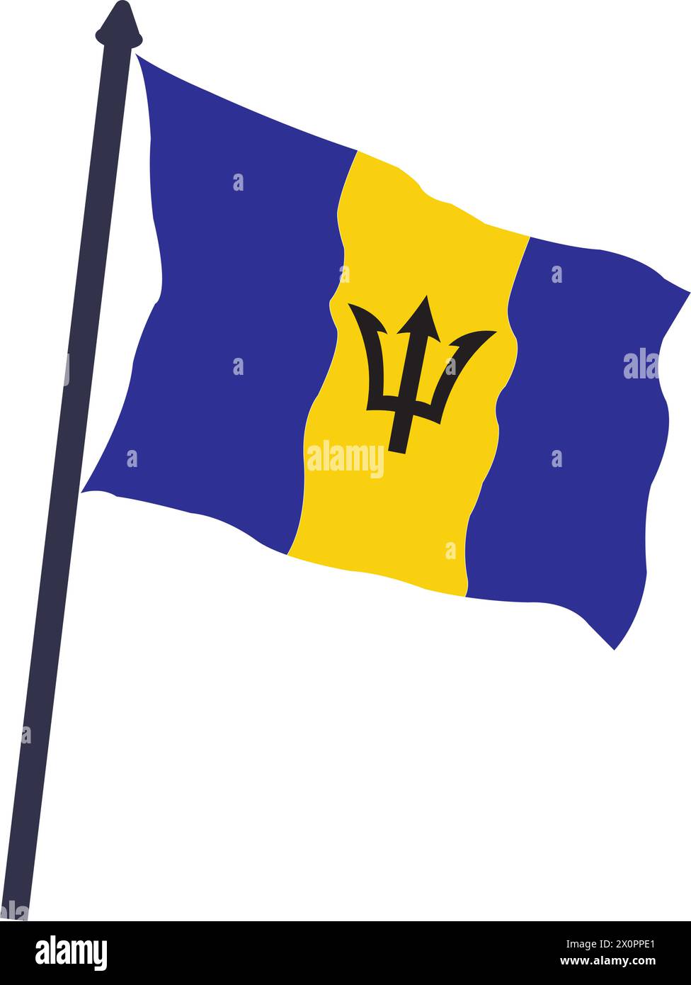 Barbados Fahnenvektor isoliert auf weißem Hintergrund. Stock Vektor