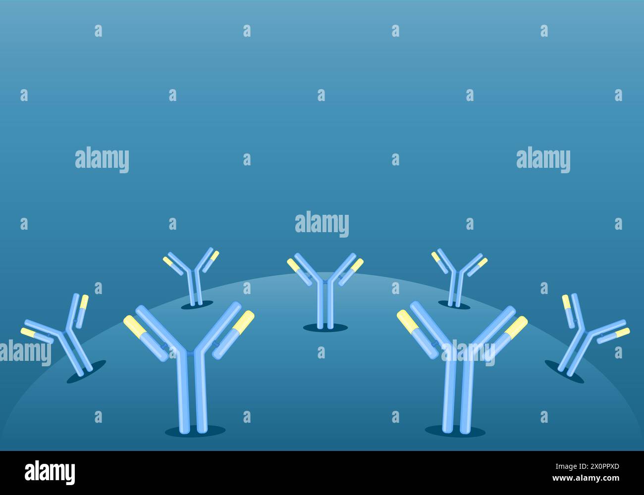 Antikörper. Immunglobulin IgE oder IgG. Humorale Immunität. Jeder Antikörper bindet an ein bestimmtes Antigen. Abbildung des isometrischen flachen Vektors Stock Vektor