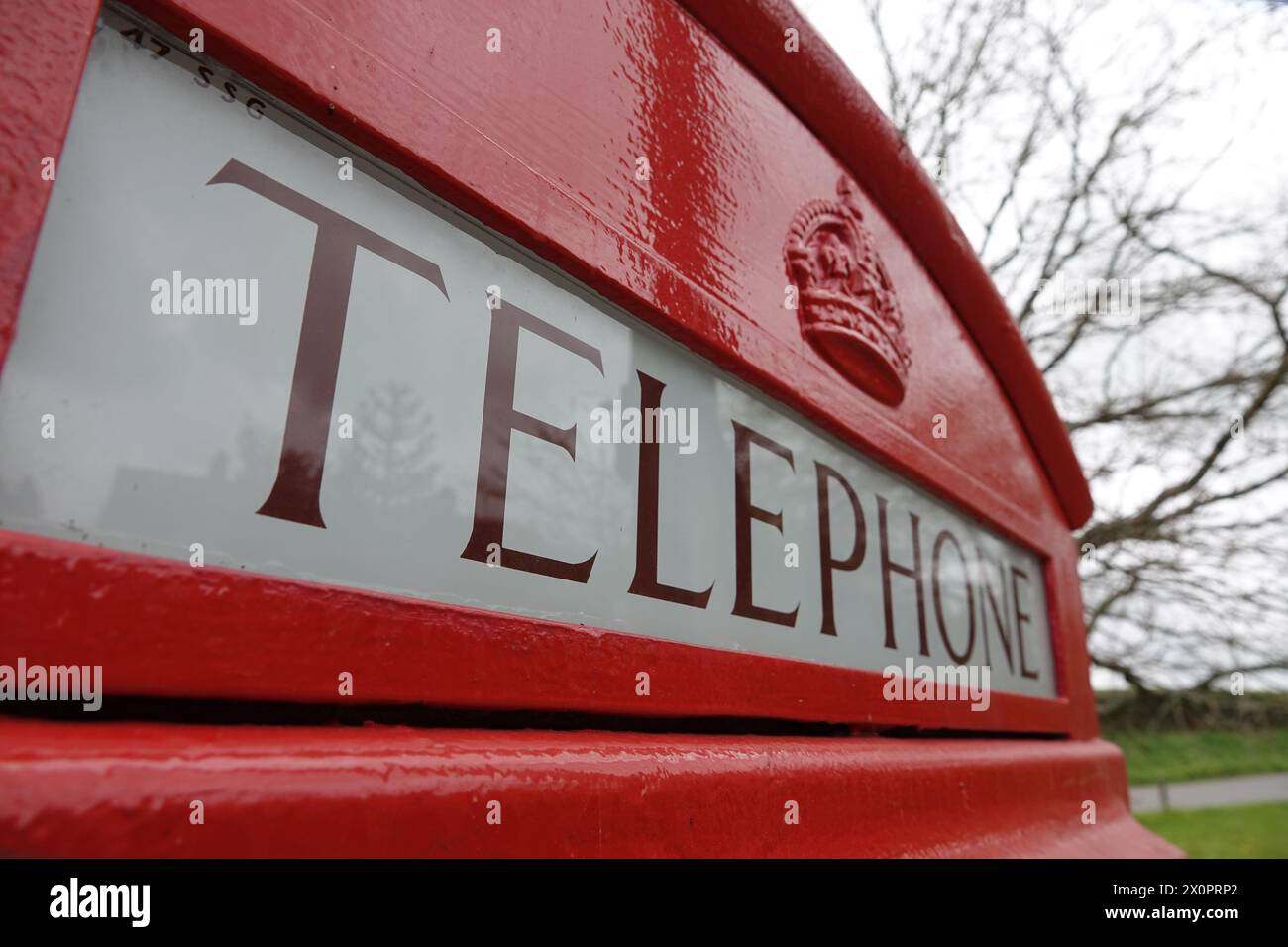 Telefon-Box-Schild Stockfoto