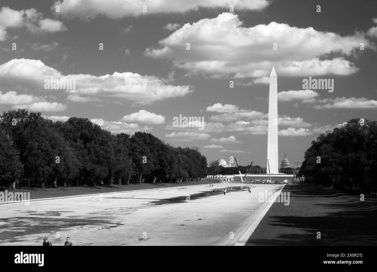Bau am Washington Monument USA Stockfoto