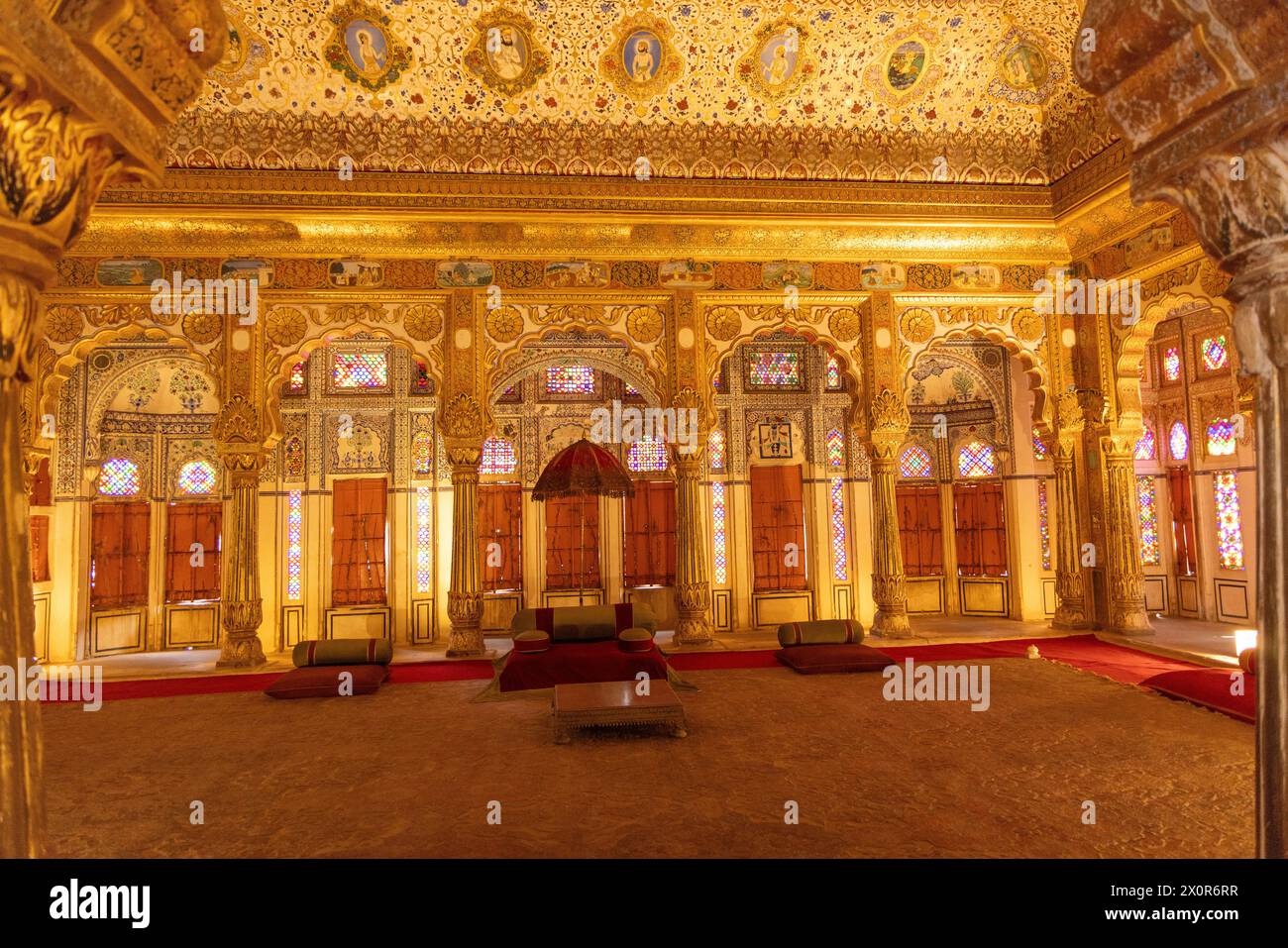 Innenräume des Historial Mehrangarh Fort in Jodhpur, Rajasthan Stockfoto