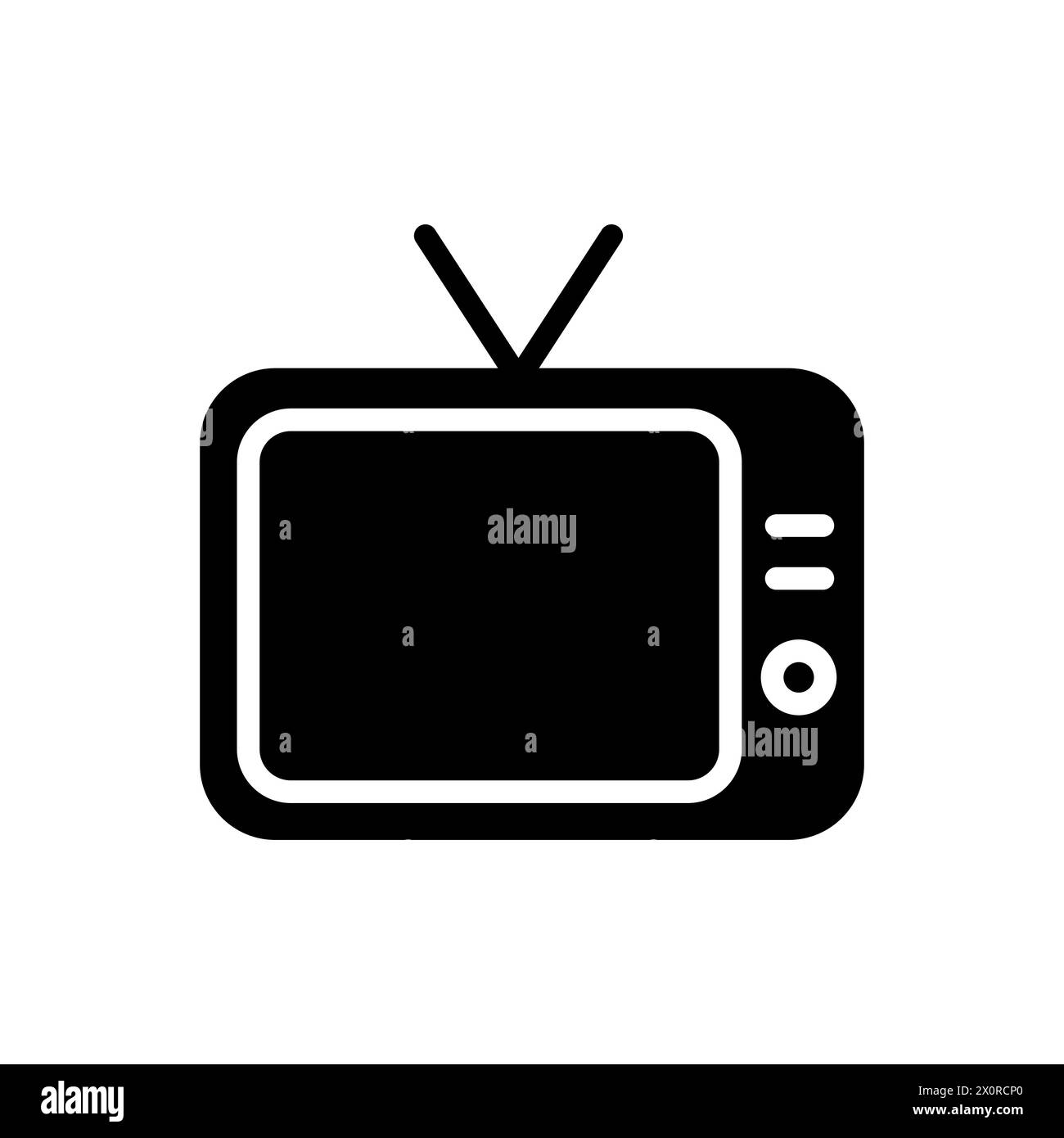 Altes Glyphen-Vektorsymbol des Fernsehers isoliert Stock Vektor