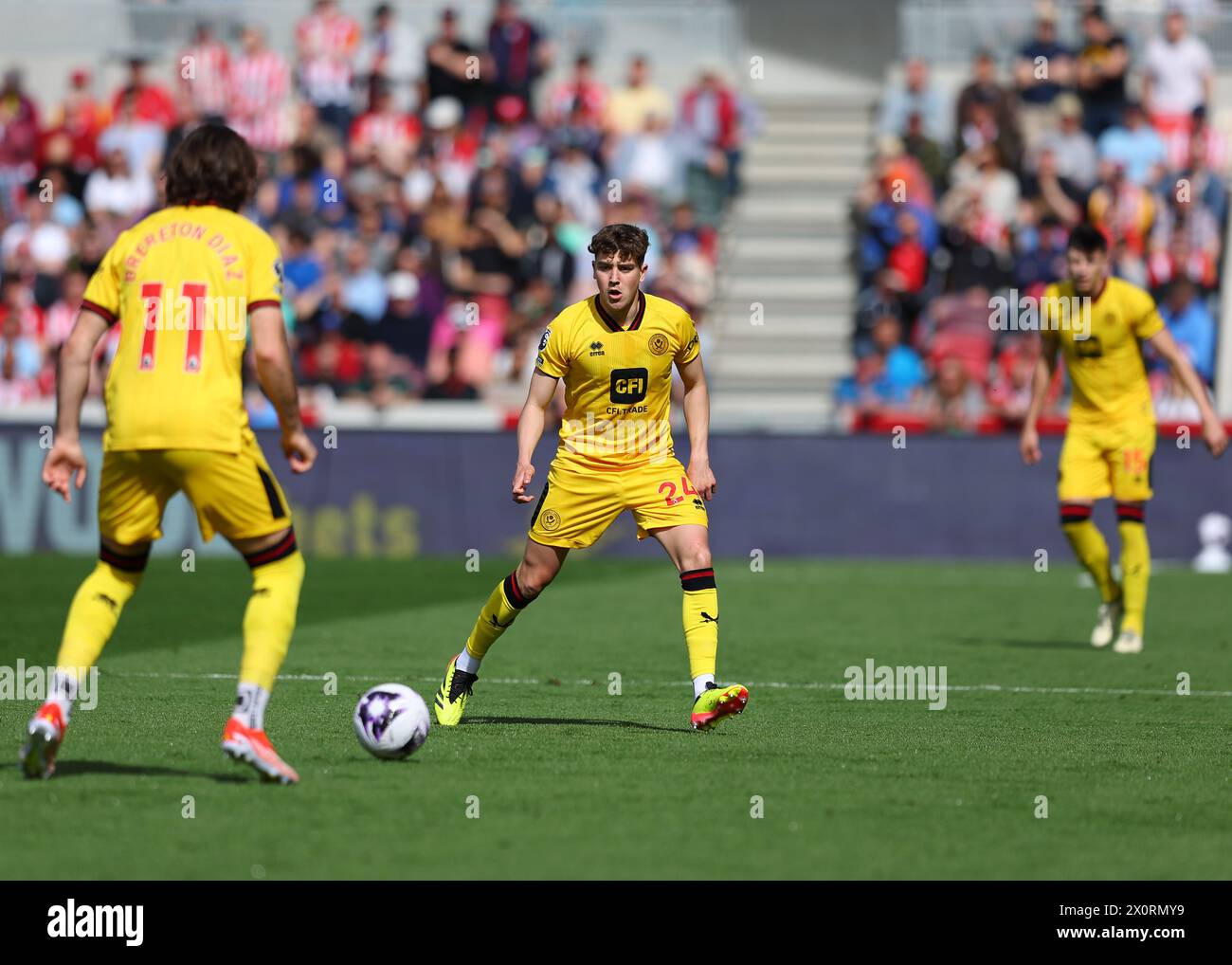 April 2024; Gtech Community Stadium, Brentford, London, England; Premier League Football, Brentford gegen Sheffield United; Oliver Arblaster von Sheffield United Stockfoto