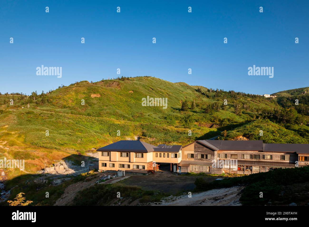Mount Hachimantai, Toshichi Onsen Saiunso, heiße Quelle, Morgen, Stadt Hachimantai, Iwate, Japan, Ostasien, Asien Stockfoto