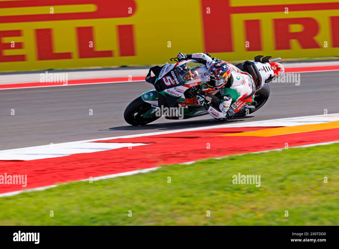 13. April 2024; Circuit of the Americas, Austin, Texas, USA; MotoGP Red Bull Grand Prix des Americas Qualifying Day 2024; Honda Castrol Fahrer Johann Zarco Nummer 5 während des Qualifying Stockfoto