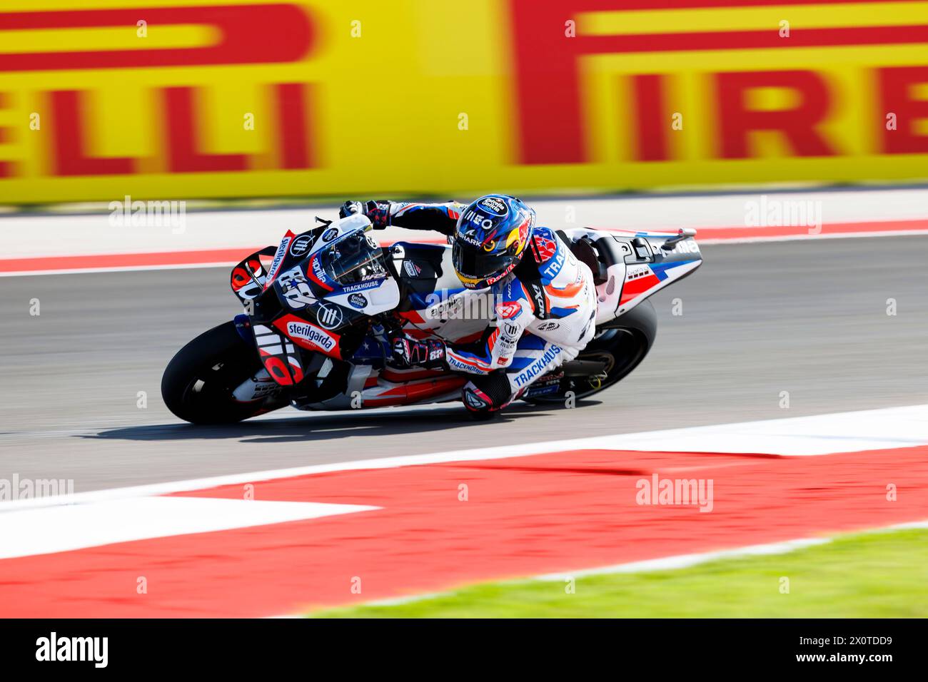 13. April 2024; Circuit of the Americas, Austin, Texas, USA; MotoGP Red Bull Grand Prix des Americas Qualifying Day 2024; Nummer 88 Trackhouse Racing Fahrer Miguel Oliveira während des Qualifying Stockfoto