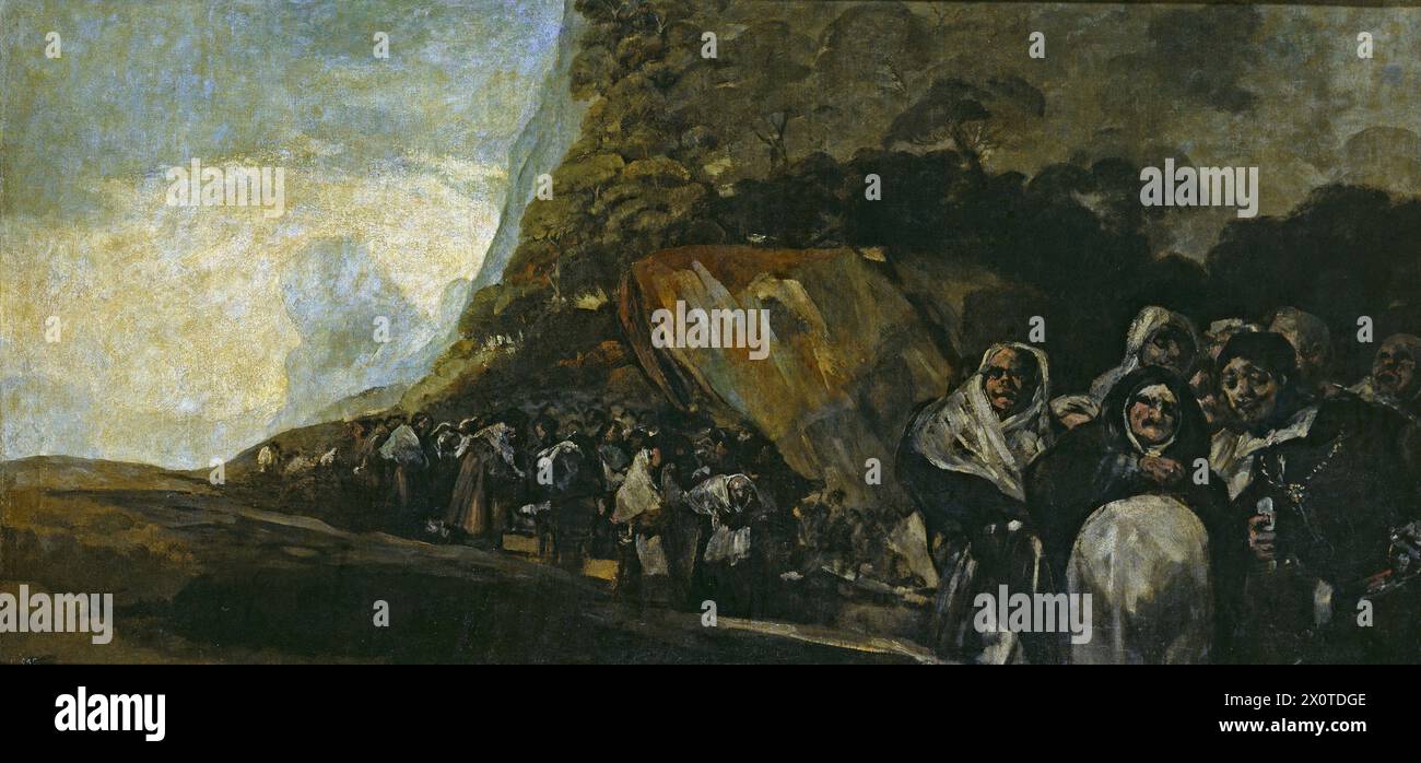 Pilgerfahrten zum Brunnen von San Isidro oder das Heilige Büro (Spanisch: Peregrinación a la fuente de San Isidro oder El Santo Official) sind die Namen eines Ölgemäldes des spanischen Künstlers Francisco Goya Stockfoto