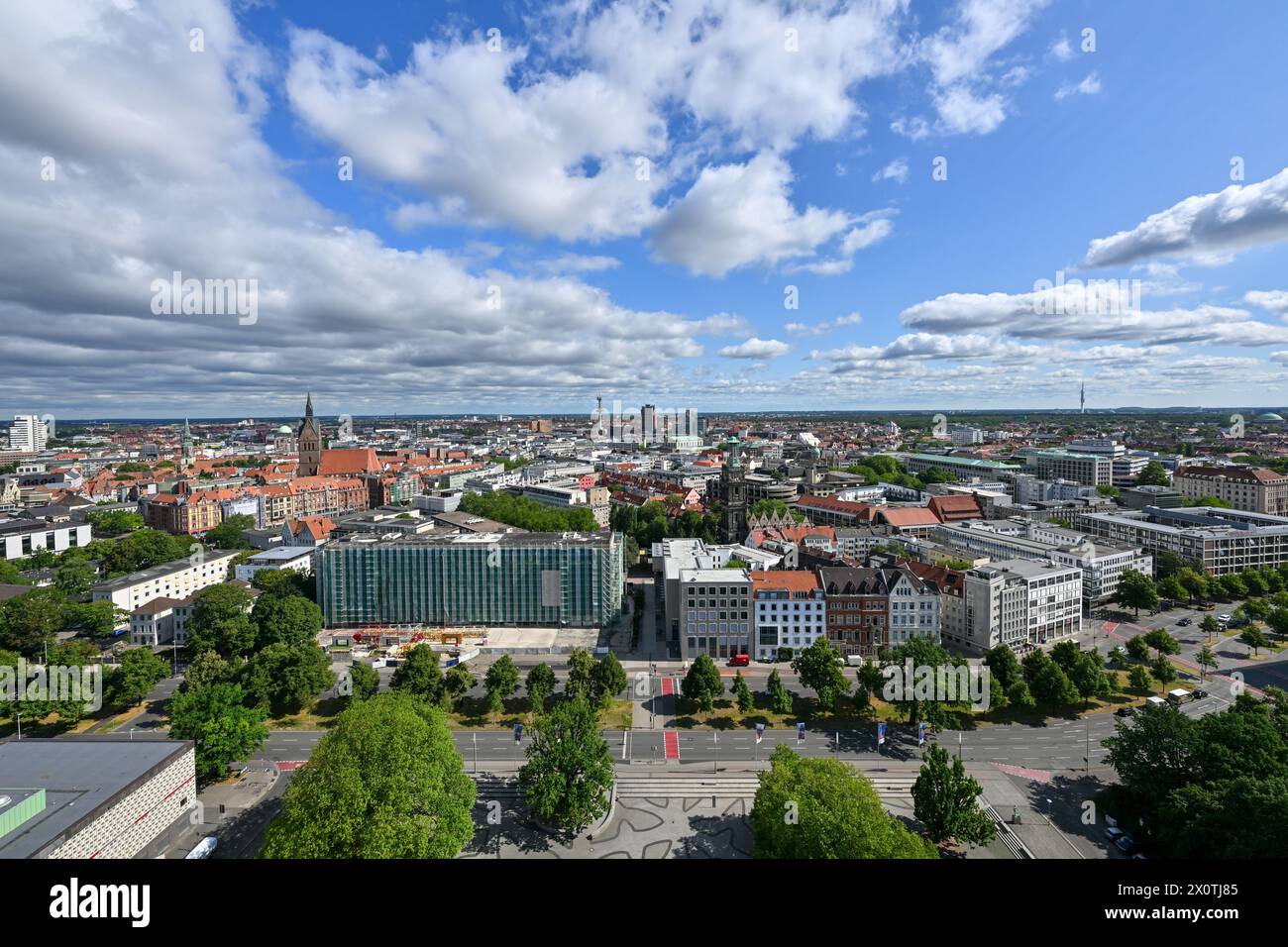 Skyline der Stadt vom Neuen Rathaus in Leipzig, Sachsen, Deutschland Hannover, Deutschland Stockfoto