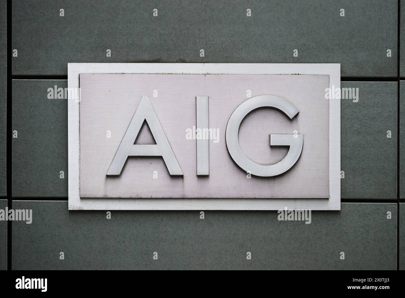 London, Großbritannien - 25. März 2024; Unterzeichnen Sie bei AIG in Großbritannien die American Insurance Group Inc Stockfoto