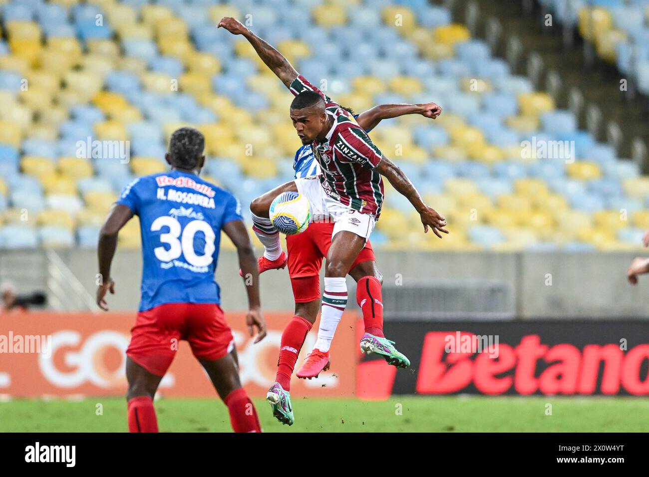 Rio, Brasilien - 13. April 2024, Spieler im Match zwischen Fluminense x Red Bull Bragantino durch brasilianische Meisterschaft der 1. Runde im Maracana Stadium Stockfoto