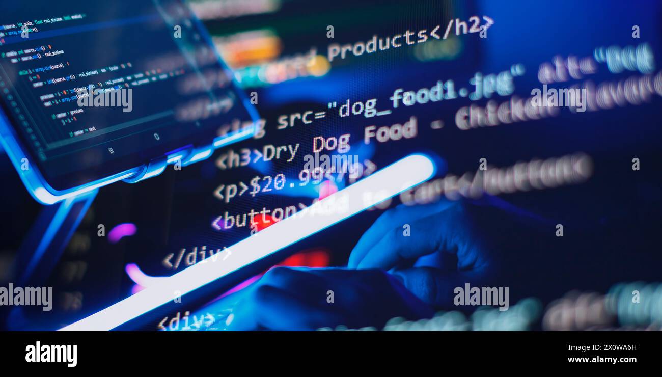 IT-Geschäft. Python Code Computer-Bildschirm. Design-Konzept für mobile Anwendungen. Stockfoto
